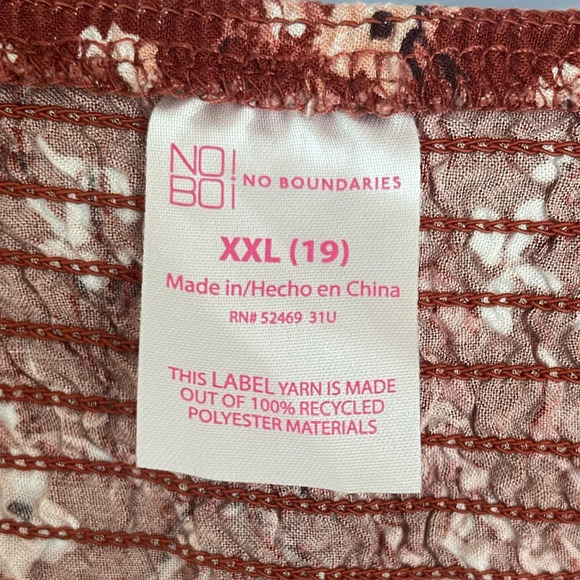 No Boundaries Rust Floral Lace Trim Cami Top XXL - Picture 4 of 9